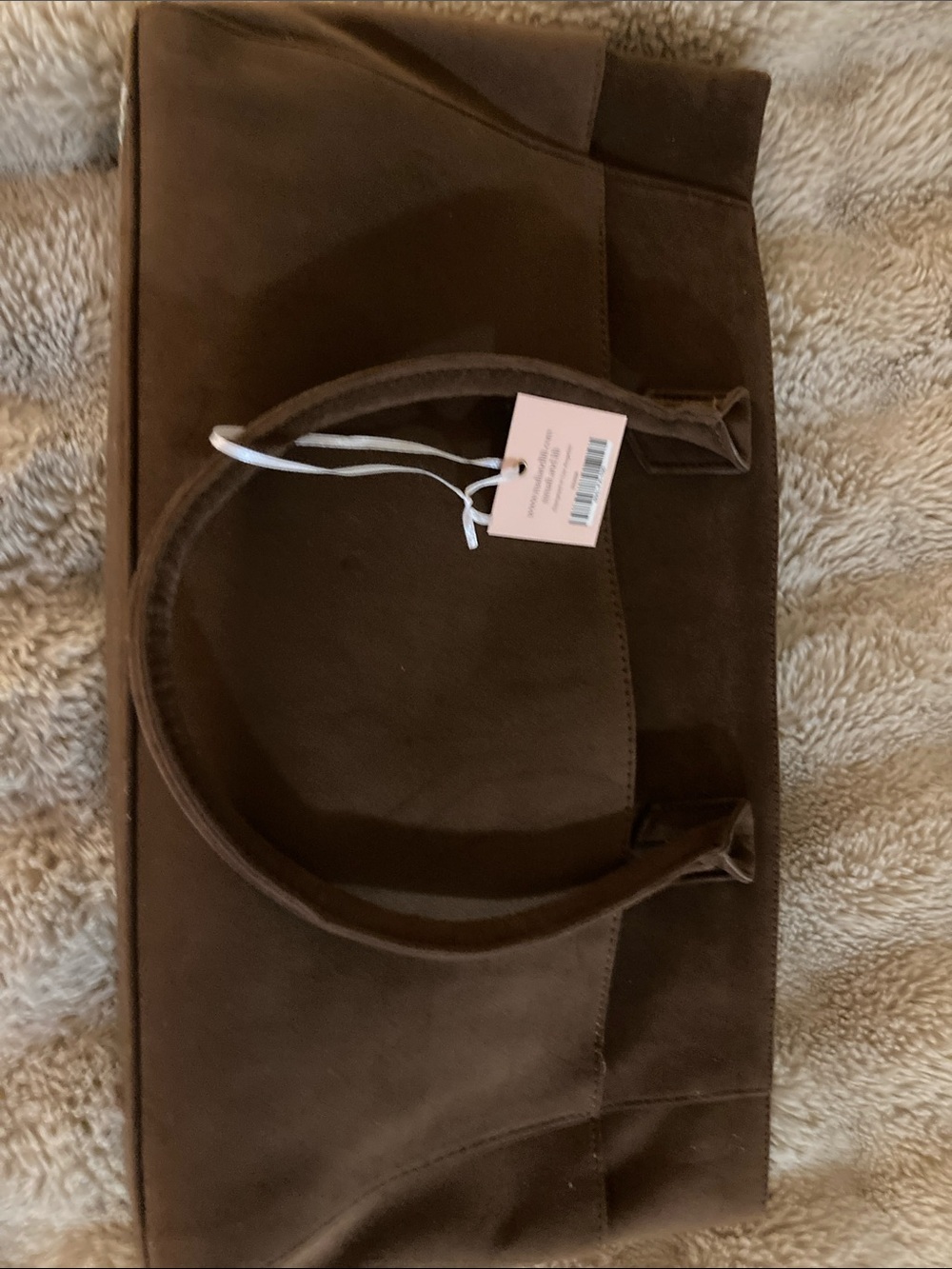 Men's Brown Suede Tote Bag